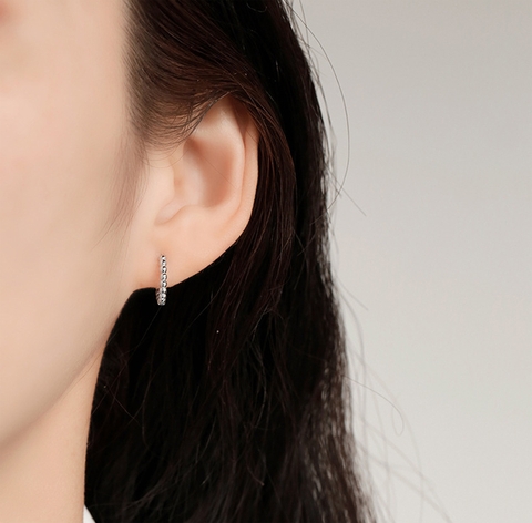 Bông tai Titan - TB204 - khoen tròn họa tiết bi