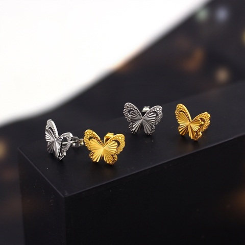 Bông tai Titan - TB236 - hồ điệp khắc máy cánh 2 tầng