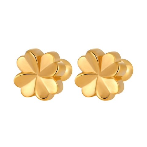 Bông tai Titan  - TB241 - cỏ 4 lá may mắn đít vặn tròn