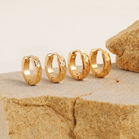 Bông tai Titan - TB251 - khoen tròn dày 3ly quả trám