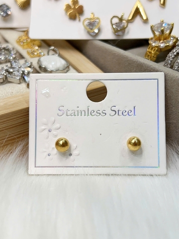 Set trang sức Titan - dây chuyền bi 6ly khắc máy & bông tai bi 5ly