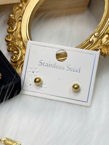 Set trang sức Titan - dây chuyền bi 6ly khắc máy & bông tai bi 5ly