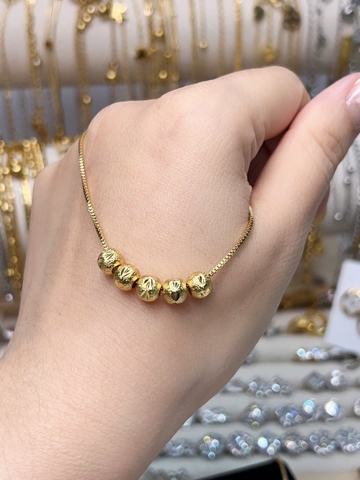 Set trang sức Titan - dây chuyền bi 6ly khắc máy & bông tai bi 5ly