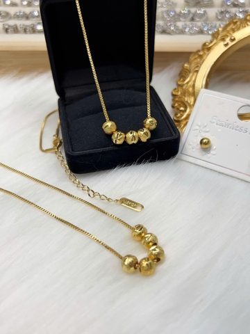 Set trang sức Titan - dây chuyền bi 6ly khắc máy & bông tai bi 5ly