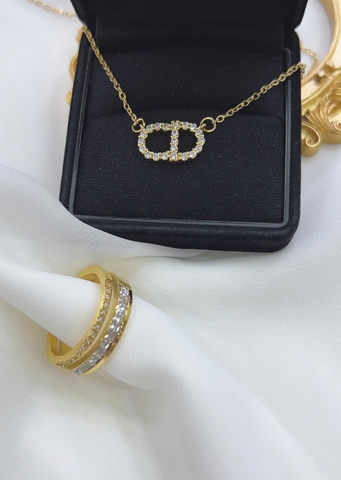 Dây chuyền Titan - TM041 - mặt CD đính full kim