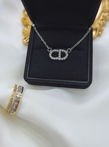 Dây chuyền Titan - TM041 - mặt CD đính full kim