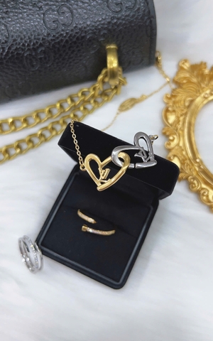 Dây chuyền Titan - TM043 - Trái tim LV cách điệu