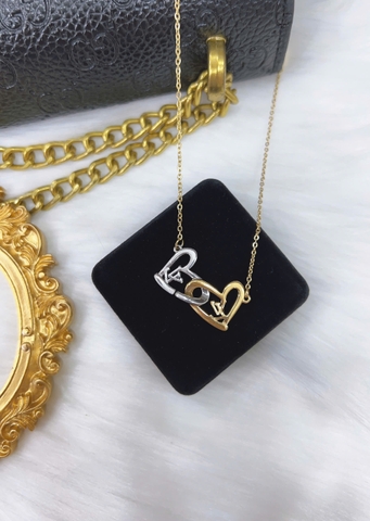 Dây chuyền Titan - TM043 - Trái tim LV cách điệu