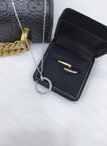 Dây chuyền Titan - TM044 - Mặt đinh Cartier đính đá