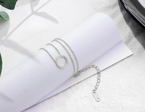 Dây chuyền Titan - TN436 - Vòng tròn đính kim