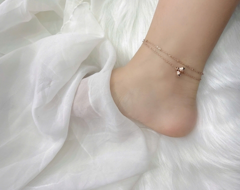 Lắc chân Titan - TA530 - lắc chân 2 tầng gắn chuông vàng hồng