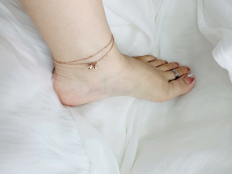 Lắc chân Titan - TA530 - lắc chân 2 tầng gắn chuông vàng hồng