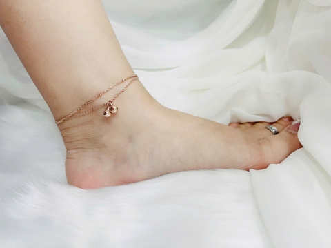 Lắc chân Titan - TA530 - lắc chân 2 tầng gắn chuông vàng hồng