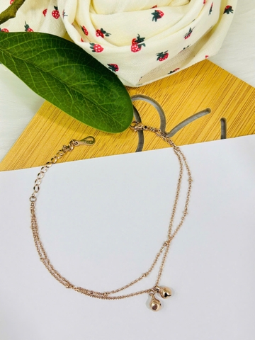 Lắc chân Titan - TA530 - lắc chân 2 tầng gắn chuông vàng hồng