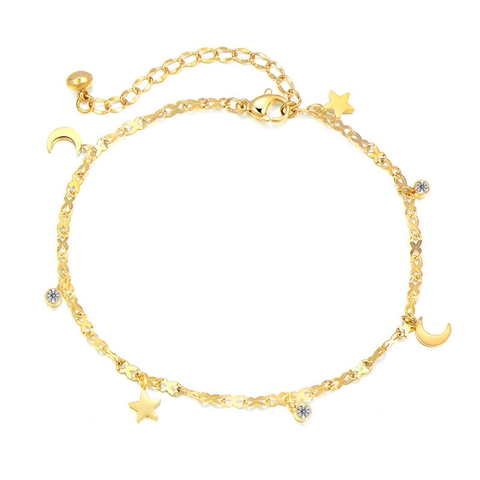 Lắc chân Titan - TA638 - trăng sao cách điệu màu vàng