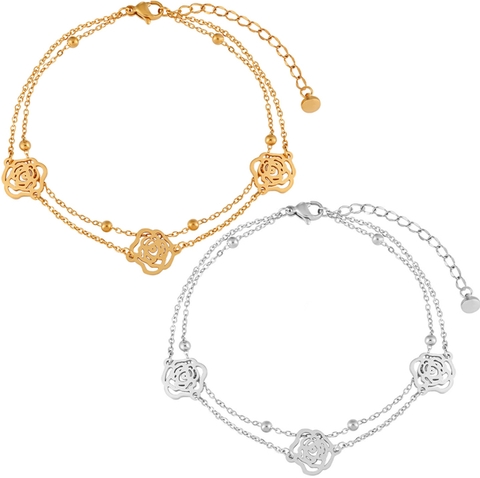 Lắc chân Titan - TA676 - 2 tầng hoa hồng