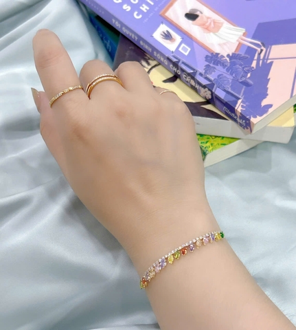 Lắc tay Bạc - TM023 - Đính đá đa sắc