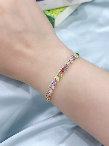 Lắc tay Bạc - TM023 - Đính đá đa sắc