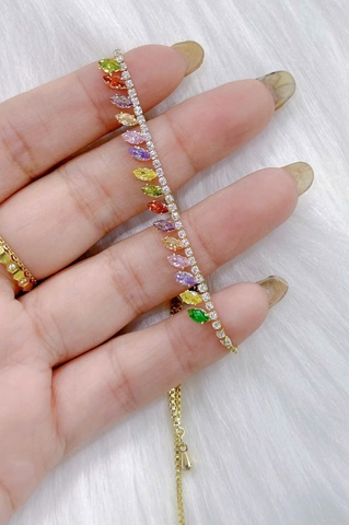 Lắc tay Bạc - TM023 - Đính đá đa sắc