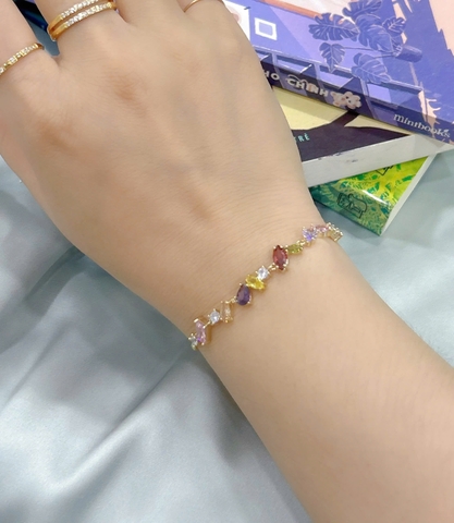 Lắc tay Bạc - TM022 - Đính đá đa sắc