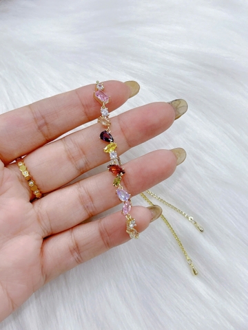 Lắc tay Bạc - TM022 - Đính đá đa sắc