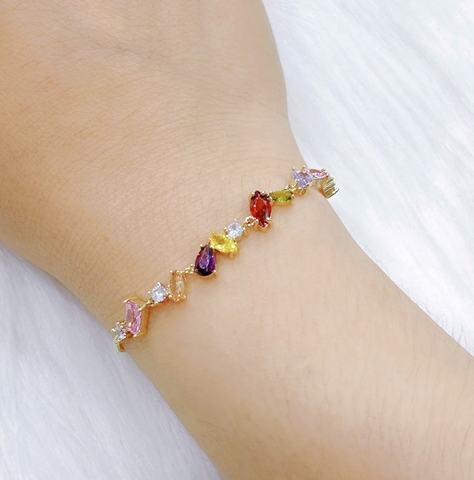 Lắc tay Bạc - TM022 - Đính đá đa sắc