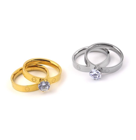 Nhẫn Titan - TC079 - Set 2 nhẫn thời trang Cartier hột cao (có tách lẻ)