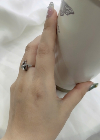 Nhẫn Titan - TC004 - Nhẫn Titan hoa hồng freesize