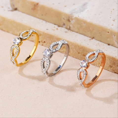 Nhẫn Titan - TC019 - Dấu vô cực đính kim