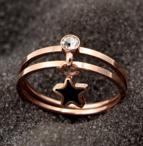 Nhẫn Titan - TC083 - Bộ 2 chiếc ngôi sao mạ vàng hồng
