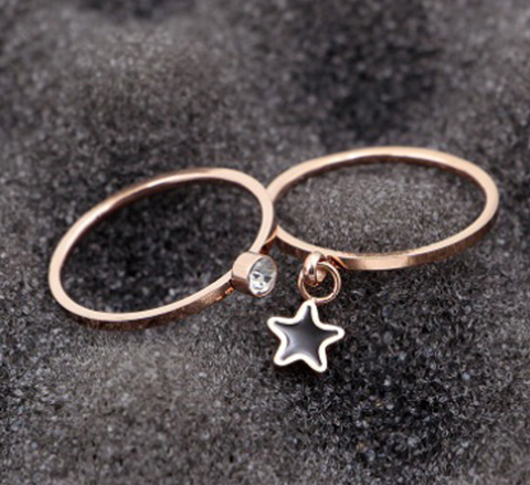 Nhẫn Titan - TC083 - Bộ 2 chiếc ngôi sao mạ vàng hồng