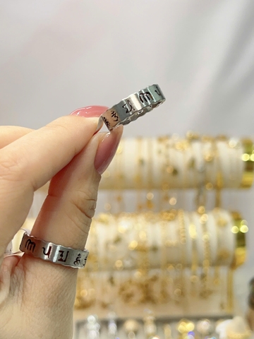 Nhẫn Titan - TC222 - Lục tự đại minh chân ngôn | Unisex