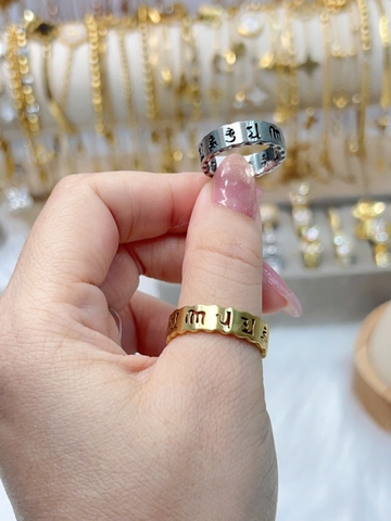 Nhẫn Titan - TC222 - Lục tự đại minh chân ngôn | Unisex
