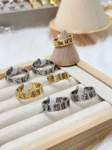 Nhẫn Titan - TC222 - Lục tự đại minh chân ngôn | Unisex