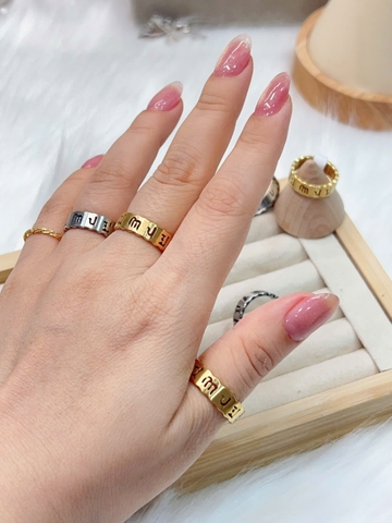 Nhẫn Titan - TC222 - Lục tự đại minh chân ngôn | Unisex