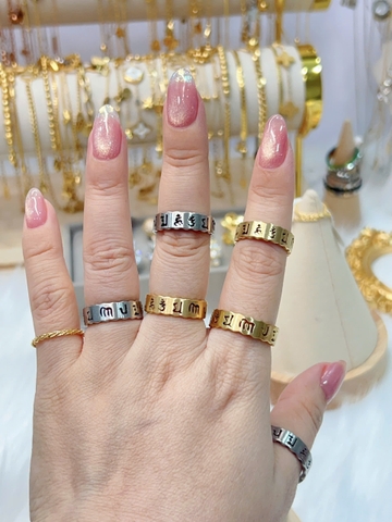 Nhẫn Titan - TC222 - Lục tự đại minh chân ngôn | Unisex