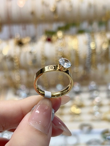 Nhẫn Titan - TC079 - Set 2 nhẫn thời trang Cartier hột cao (có tách lẻ)