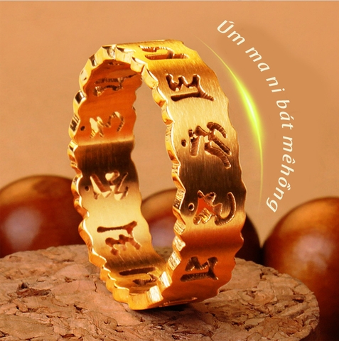 Nhẫn Titan - TC222 - Lục tự đại minh chân ngôn | Unisex