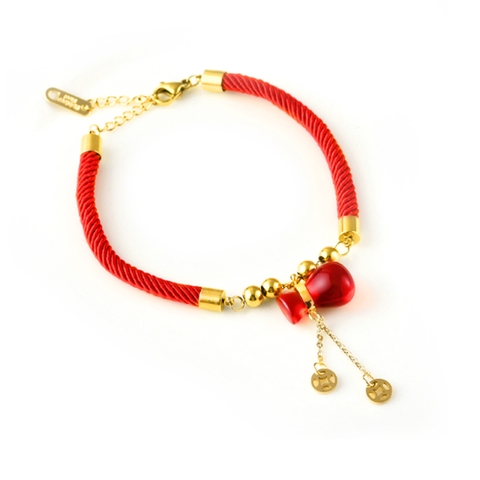 Vòng lắc tay Titan - TA121 - màu vàng chỉ đỏ hồ lô