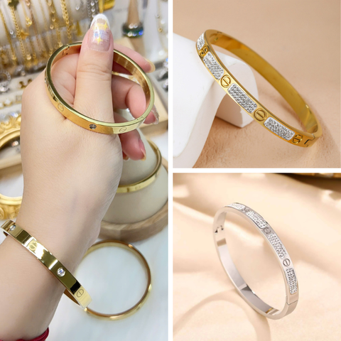 Vòng tay Titan - TV2223 - vòng Cartier đính đá form tròn ni 52 có khóa