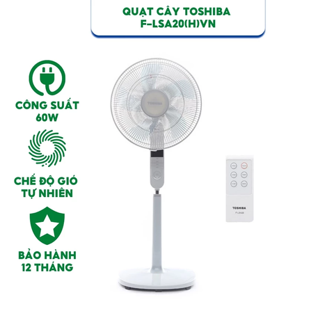 Quạt cây Toshiba F-LSA20(W/H)VN( Trắng) có khiển model 2022 - Hàng Chính Hãng