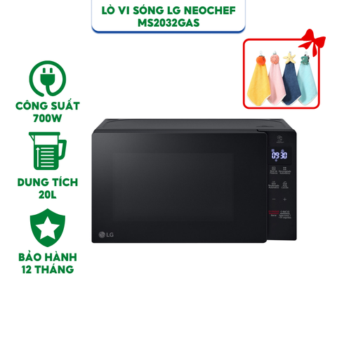 Lò vi sóng LG Neochef MS2032GAS - Dung tích 20L - Công suất 700W - Hàng chính hãng bảo hành 12 tháng