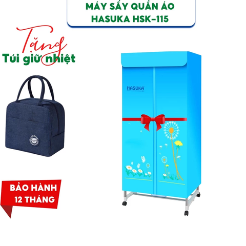 Tủ Sấy Quần Áo HASUKA HSK-115 - Sấy Tối Đa 15kg Quần Áo - Công Suất 1200W - Bảo Hành Chính Hãng 12 Tháng