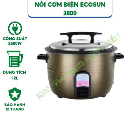 Nồi cơm điện công nghiệp Ecosun BM-ER2800 - 12L (Nấu được 8kg gạo) - Hàng chính hãng - Bảo hành 12 tháng