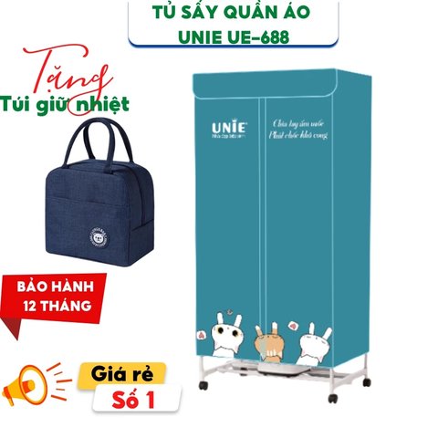 Tủ Sấy Quần Áo UNIE UE-688 - Sấy Tối Đa 15kg Quần Áo - Công Suất 900W - Bảo Hành Chính Hãng 12 Tháng