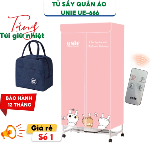 Tủ Sấy Quần Áo UNIE UE-666 - Sấy Tối Đa 15kg Quần Áo - Công Suất 1500W - Bảo Hành Chính Hãng 12 Tháng