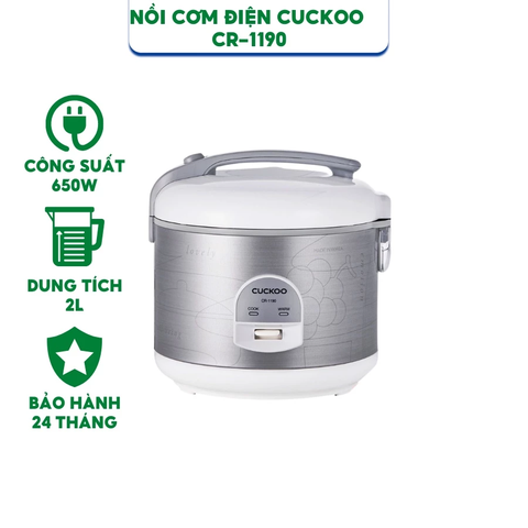 Nồi cơm điện Cuckoo CR-1190 dung tích 2L, công suất 650W - Hàng chính hãng bảo hành 24 tháng