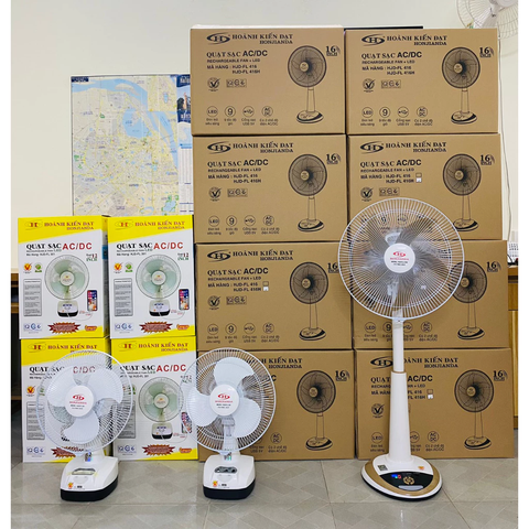 Quạt sạc/ Quạt Tích Điện HONJIANDA HJD-FL416 2 bình - Hàng Chính Hãng Bảo Hành 12 Tháng