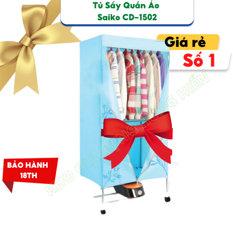 Tủ Sấy Quần Áo SAIKO CD-1502 - Sấy Tối Đa 15kg Quần Áo - Công Suất 1500W - Bảo Hành Chính Hãng 18 Tháng