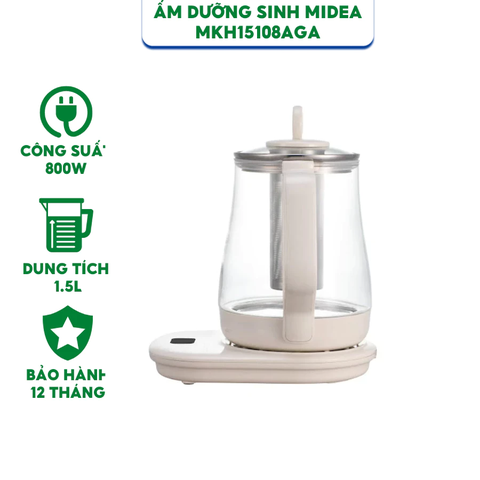 Ấm dưỡng sinh Midea MKH15108AGA 800W dung tích 1.5L - Hàng chính hãng bảo hành 12 tháng.